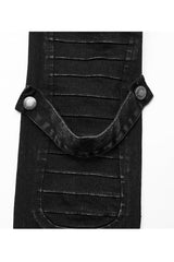 Black Denim Slant Pocket Washed Distressed Stretch Women's Punk Jacket - Product - 8