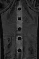 Black Sleeveless Rose Jacquard Lace-Up Women's Gothic Overbust Corset - Product - 5