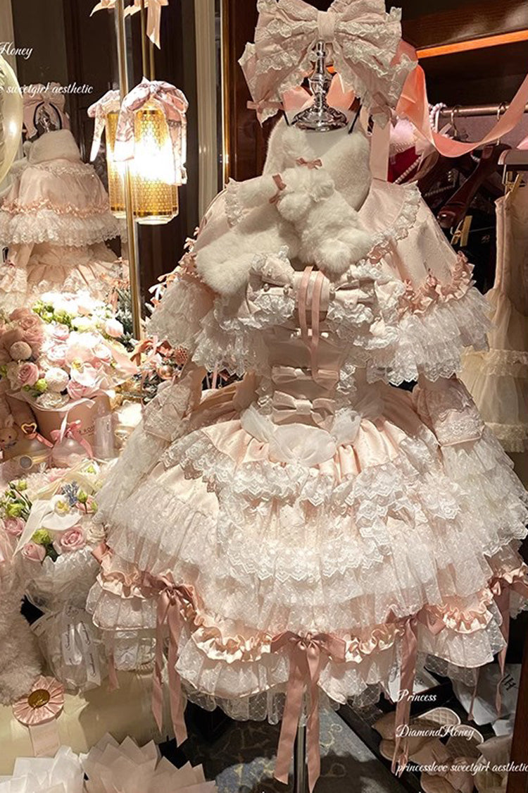 [Girl Doll] Multi-Layered Ruffle Bowknot Lace Sweet Princess Lolita Jsk Dress - Product - 11