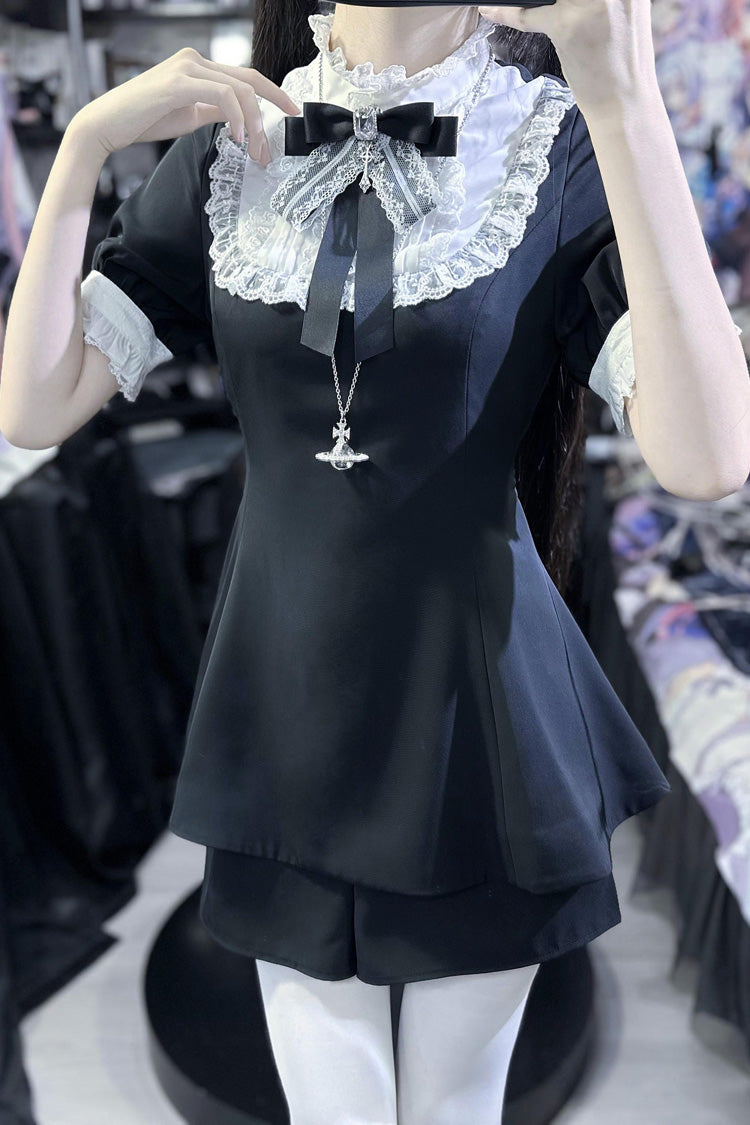 Choir Fake Collar Short Sleeves Lace Jirai Kei Japanese Dress Set 2 Colors - Product - 12