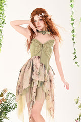 Green [Forest Wandering] 3D Butterfly Embroidery Lace Irregular Sweet Lolita Jsk Dress - Product - 9