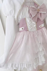 Pink/White [Magical Girl] Ruffle Cardigan Bowknot Sweet Princess Lolita Jsk Dress - Product - 5