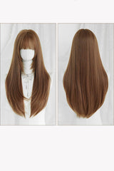 Mocha Mousse Korean Idol Chic Face-Framing Hime Cut Long Straight Wig with Full Bangs - Product - 8