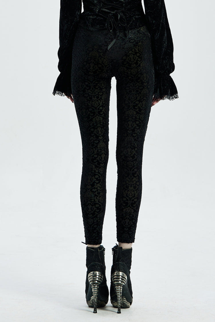 Black Jacquard Women's Gothic Leggings - Product - 3