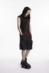 Black Buckled Men's Punk Cool Shorts with Big Pockets - Product - 9
