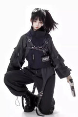 Black [Retrograde Orbit] Long Sleeves Gothic Ouji Lolita Short Coat and Pnats Set - Product - 4