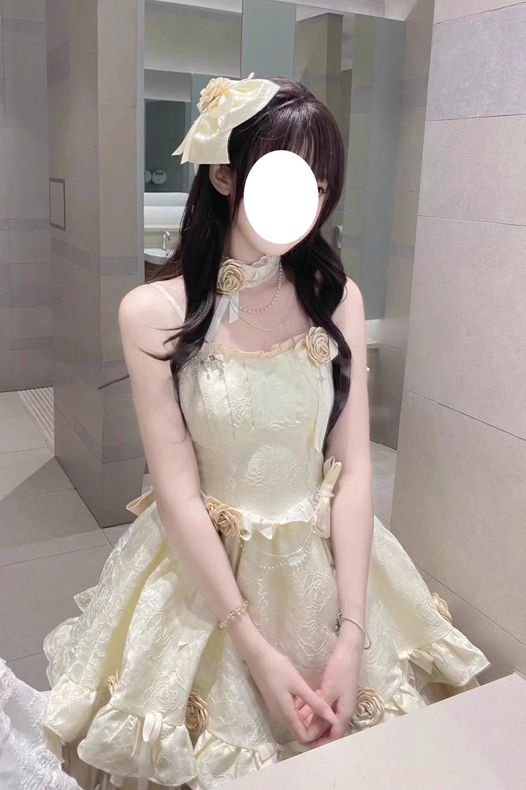 Apricot Print Ruffle Bowknot Sweet Princess Lolita Jsk Dress - Product - 6