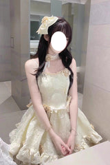 Apricot Print Ruffle Bowknot Sweet Princess Lolita Jsk Dress - Product - 6