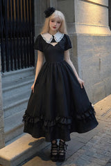 Black Symphony of the Night Solid Color Jacquard Gothic Lolita Jsk Dress - Product - 7
