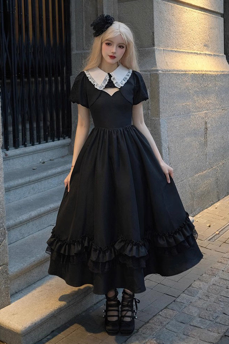 Black Symphony of the Night Solid Color Jacquard Gothic Lolita Jsk Dress - Product - 7