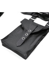 Black Eyelet Buckled Zippered Women's Punk Leather Belt with Side Pouches - Product - 15