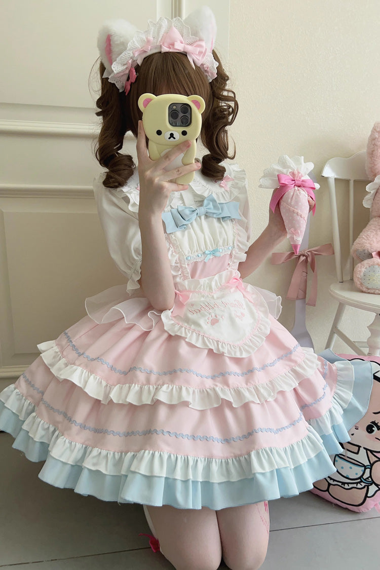 Cat Ear Story Multi-layer Ruffle Bowknot Sweet Lolita Jsk Dress 4 Colors - Product - 2
