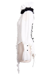 White Lace Up Chiffon Ruffled Dovetail Womens Gothic Blouse - Product - 6