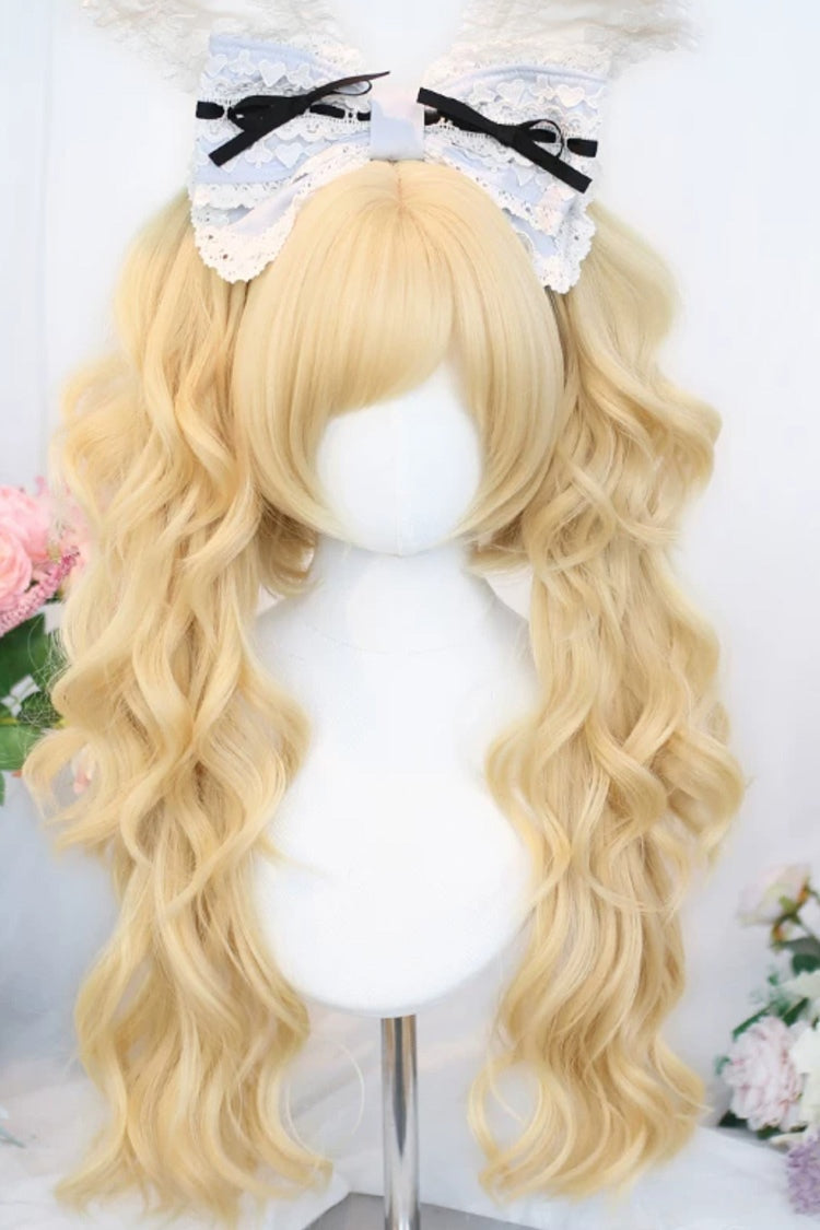 Light Gold Sweet Lolita Roman Curls Twin Ponytails Wig Set - Light-Gold - 1