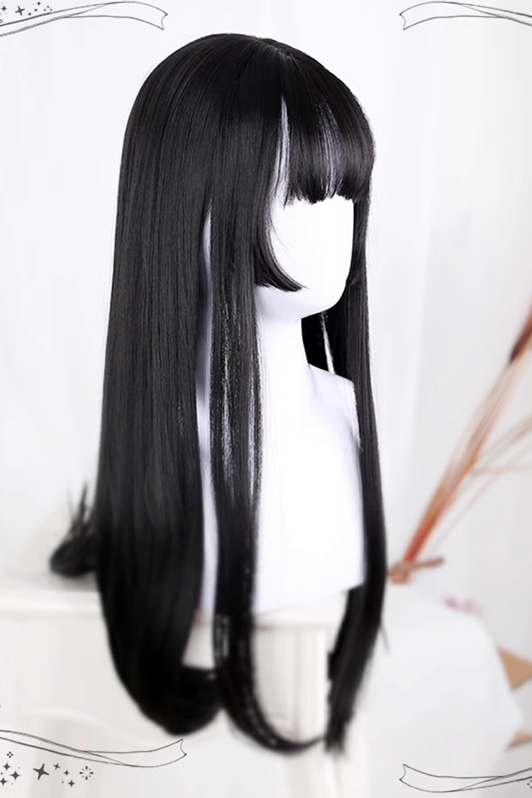 Two Colors Hime Cut  Long Straight Hair Classic Lolita Wigs - Product - 3