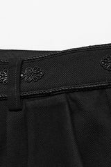Black Buckle Floral Men's Gothic Waistband Pants - Product - 6