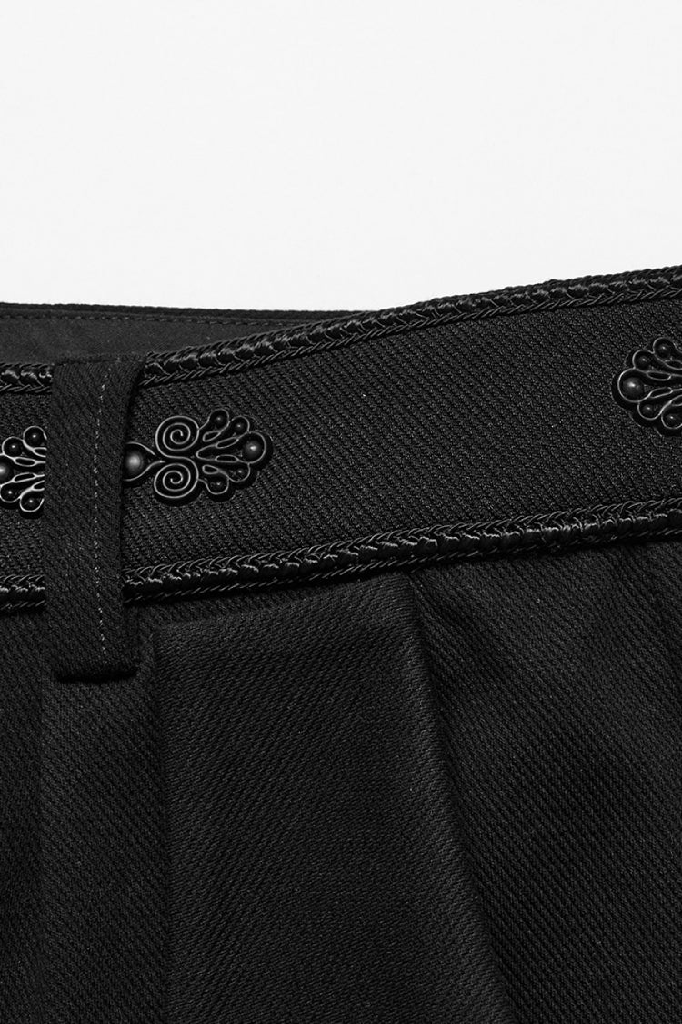 Black Buckle Floral Men's Gothic Waistband Pants - Product - 6