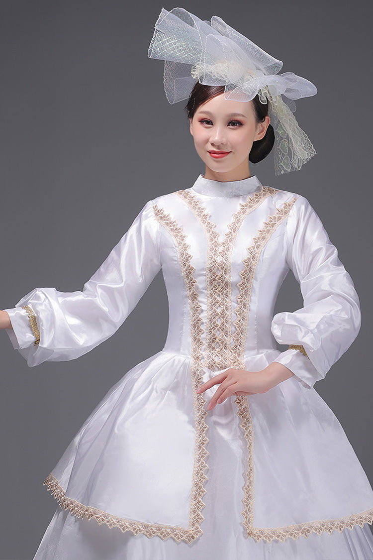 White European Court Long Sleeves Embroidery Sweet Vintage Victorian Dress - Product - 5