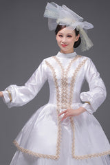 White European Court Long Sleeves Embroidery Sweet Vintage Victorian Dress - Product - 5