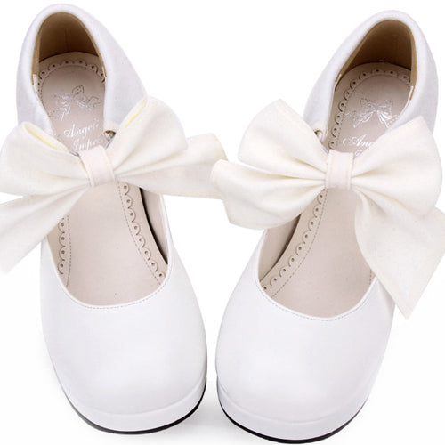 Round toe Big Bowknot Sweet Lolita Shoes - Product - 4