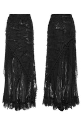 Black Stitching Lace Ripped Women's Gothic Skirt - Product - 5