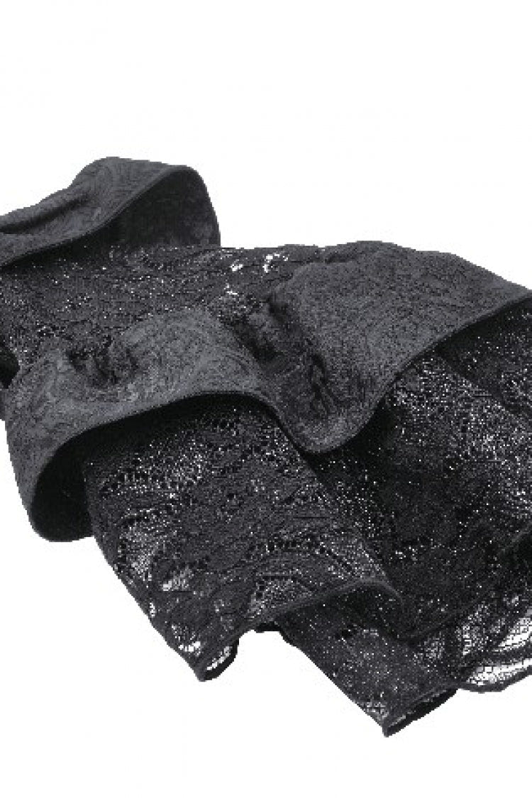 Black Multi-Layered Long Trumpet Sleeves Lace Lace-Up Women's Gothic Top - Product - 19