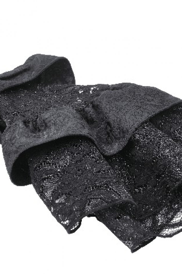 Black Multi-Layered Long Trumpet Sleeves Lace Lace-Up Women's Gothic Top - Product - 19