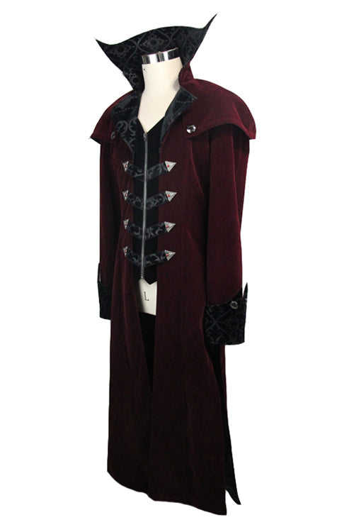 Western Fashion Gothic Shawl Collar Mens Long Velvet Coats - Product - 6