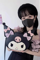 White/Black/Pink Kulomi Print Bowknot Sweet Lolita Crossbody Bag - White/Black/Pink - 1