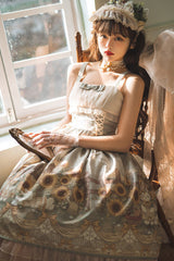 Multi-Color Sleeveless Sunflower Print Elegant and Sweet Lolita Jsk Dress - Product - 6
