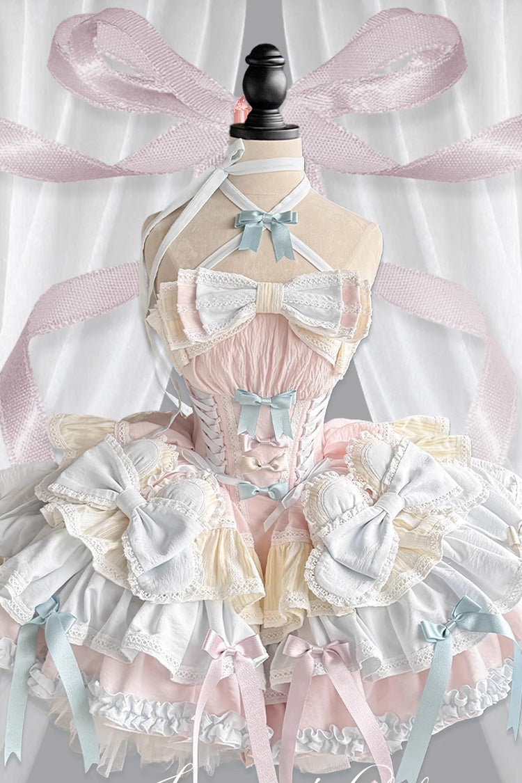Multi-Color [Ribbon Dance] Multi-Layered Ruffle Bowknot Lace-Up Sweet Princess Lolita Dress - Product - 2