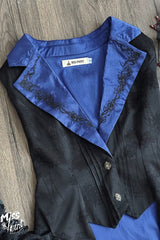 Black/Blue [Moonlit Return] Printed Boned Gothic Elegant Lolita Skirt - Blue-Vest(Only) - 5