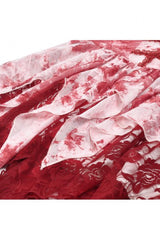 Red/White Multi-Layered Asymmetric Tie-dyed Women's Gothic Slip Dress - Product - 16