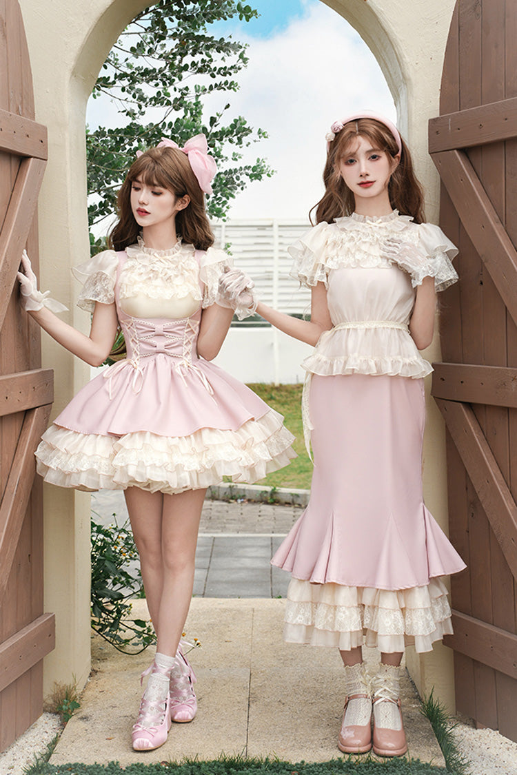 Pink [Love Diary] Multi-Layered Ruffle Sweet Lolita Jsk Mermaid Dress - Product - 12