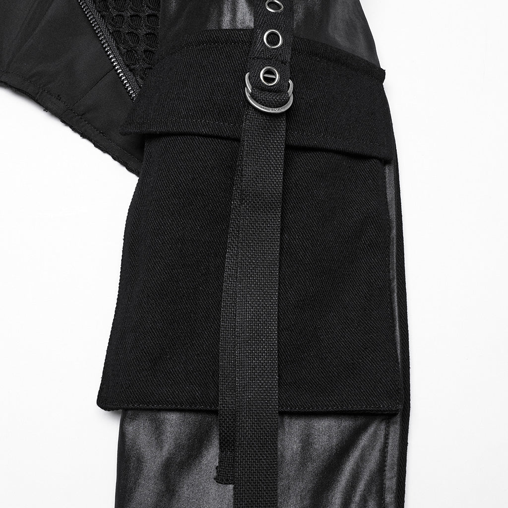 Black Stand Collar Long Sleeves Rivet Women's Gothic Short Jacket - Product - 9