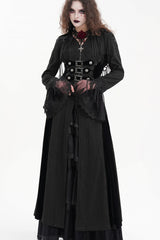 Black Buckle-up Tassels Hooded Women's Gothic Coat - Product - 3