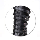 Black Leather Belt Buckle Lace Up High Lolita Boots - Product - 4