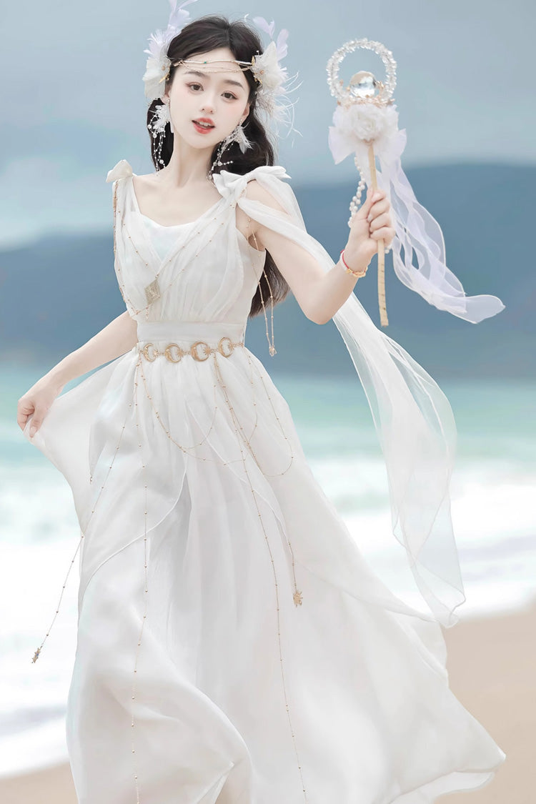 White [Messenger of God] Greek Style Sleeveless Ruffle Elegant Lolita Jsk Dress - Product - 4