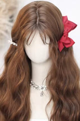 Caramel Warm Brown Long Wavy Wig with Light Wispy Bangs Sweet Lolita - Product - 2