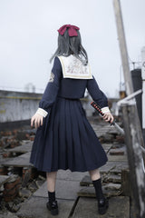 Japanese College Style Ruffle Bowknot Sweet Princess Lolita Skirt Set 2 Colors - Product - 8