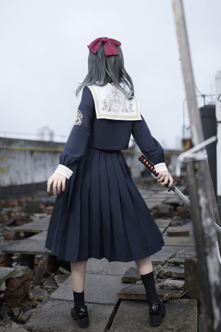 Japanese College Style Ruffle Bowknot Sweet Princess Lolita Skirt Set 2 Colors - Product - 8