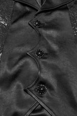 Black Lapel V Collar Long Sleeves Embroidery Men's Gothic Vest - Product - 6