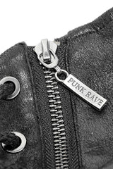 Black Metal Buckle Lace-Up Hooded Men's Steampunk Cape - Product - 7