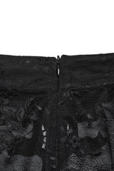 Black Stand Collar Short Sleeves Ruffle Hollow Embroidery Lace Sheer Women's Gothic Blouse - Product - 7