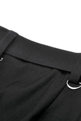 Black Women's Punk Metal Chain Belt Skirt with Straps - Product - 16