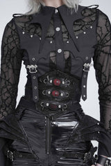 Black Lace-Up Slim Fit Women's Gothic Royal Spiked Evil Eyes Girdle - Product - 10