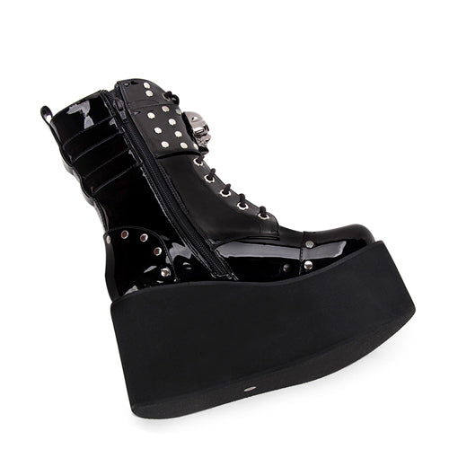 Black Skull Decorative Side Zip Gothic Lolita Boots - Product - 5