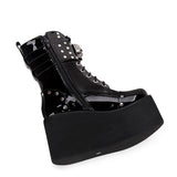 Black Skull Decorative Side Zip Gothic Lolita Boots - Product - 5