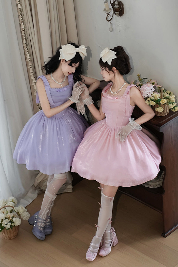Purple [Foamy Sea] Sleeveless Ruffle Bowknot Fishbone Sweet Lolita Jsk Dress - Product - 11