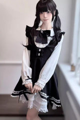 Rabbit Ears Sleeveless Ruffle Bowknot Lace Sweet Jirai Kei Strap Dress 3 Colors - Product - 5
